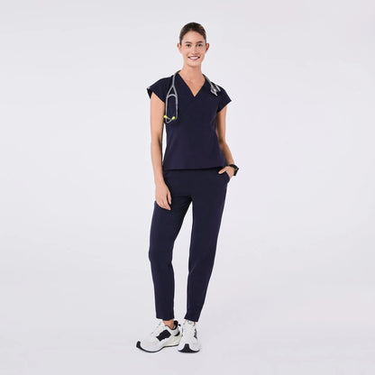 Women's Tivoli Slim Peplum Scrub Top - Navy