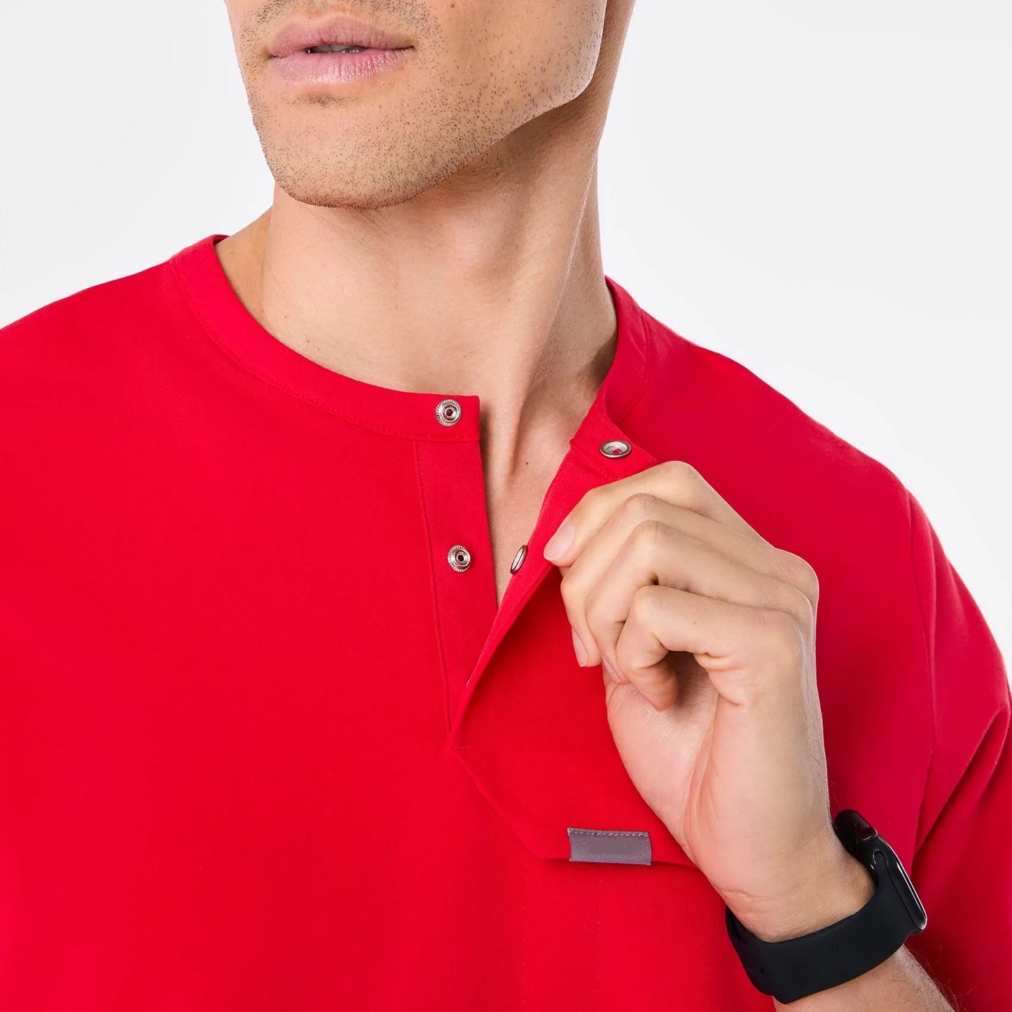 Men's Corfield Henley Scrub Top - Pop Red