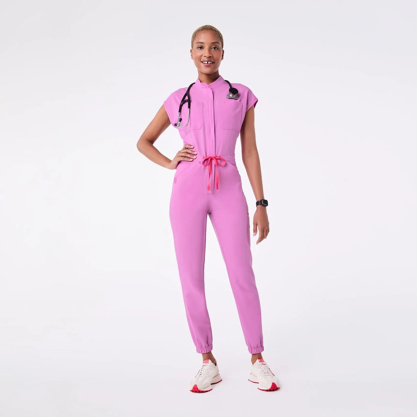 Women's Rafaela Cargo ScrubJumpsuit- Pink Cloud
