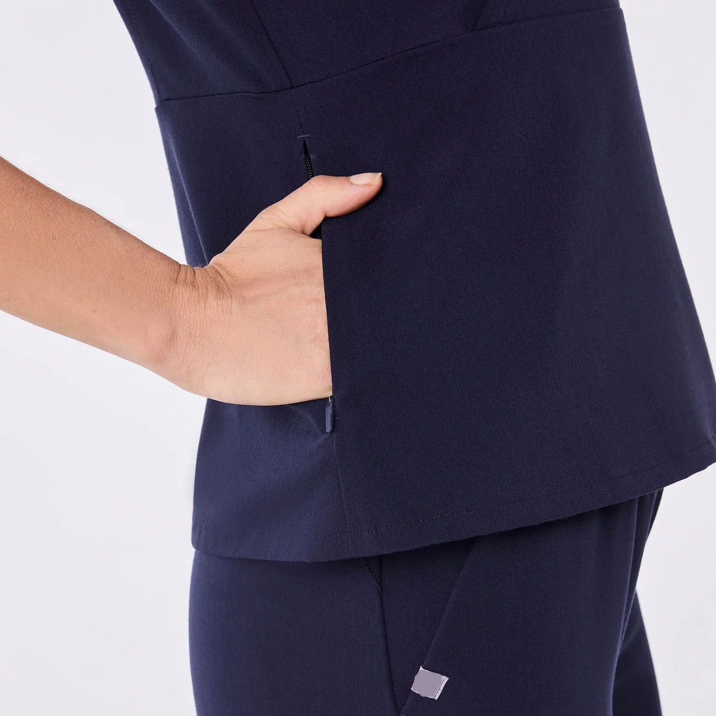 Women's Tivoli Slim Peplum Scrub Top - Navy