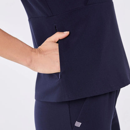 Women's Tivoli Slim Peplum Scrub Top - Navy