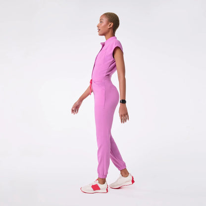 Women's Rafaela Cargo ScrubJumpsuit- Pink Cloud