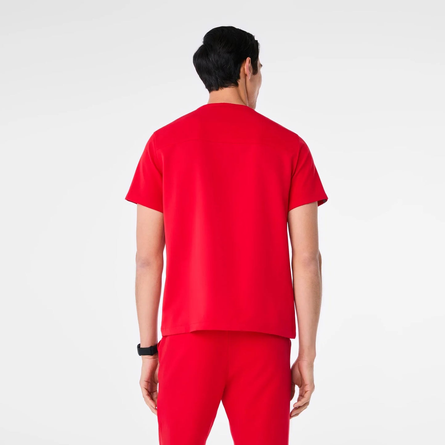 Men's Corfield Henley Scrub Top - Pop Red