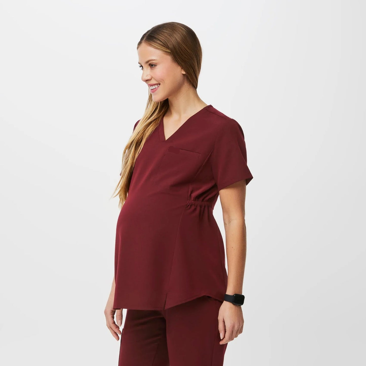 Women's Octavia Maternity Scrub Top - Burgundy