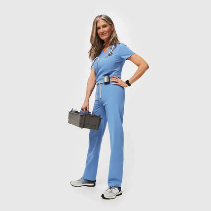 Women's High Waisted Livingston Scrub Pants - Ceil Blue