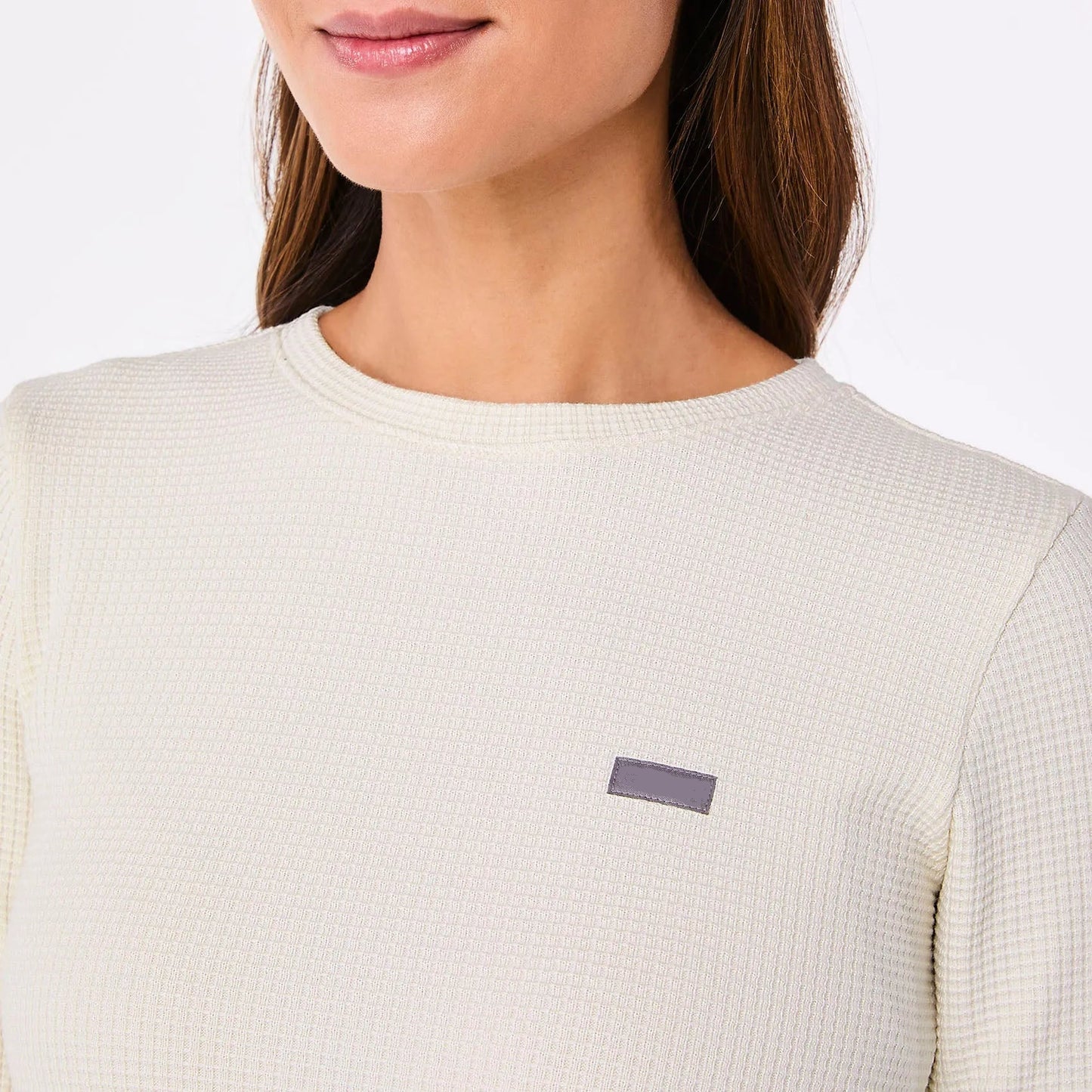 Women's Off-Shift Waffle Crewneck Top - Cream