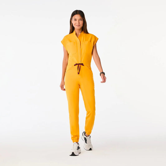 Women's Rafaela Cargo ScrubJumpsuit - Emergency Yellow