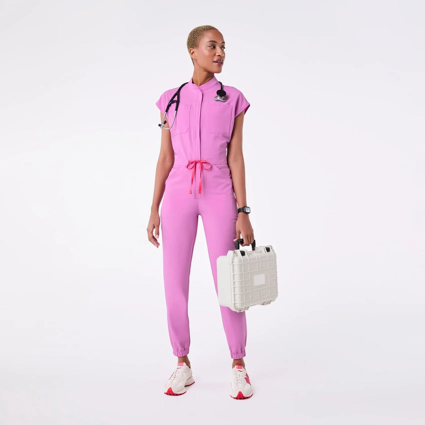 Women's Rafaela Cargo ScrubJumpsuit- Pink Cloud