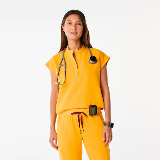 Women's Rafaela Oversized Scrub Top- Emergency Yellow