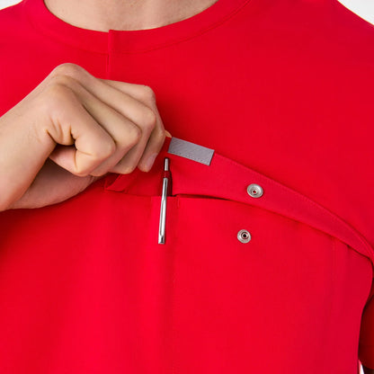Men's Corfield Henley Scrub Top - Pop Red