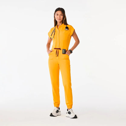 Women's Rafaela Cargo ScrubJumpsuit - Emergency Yellow