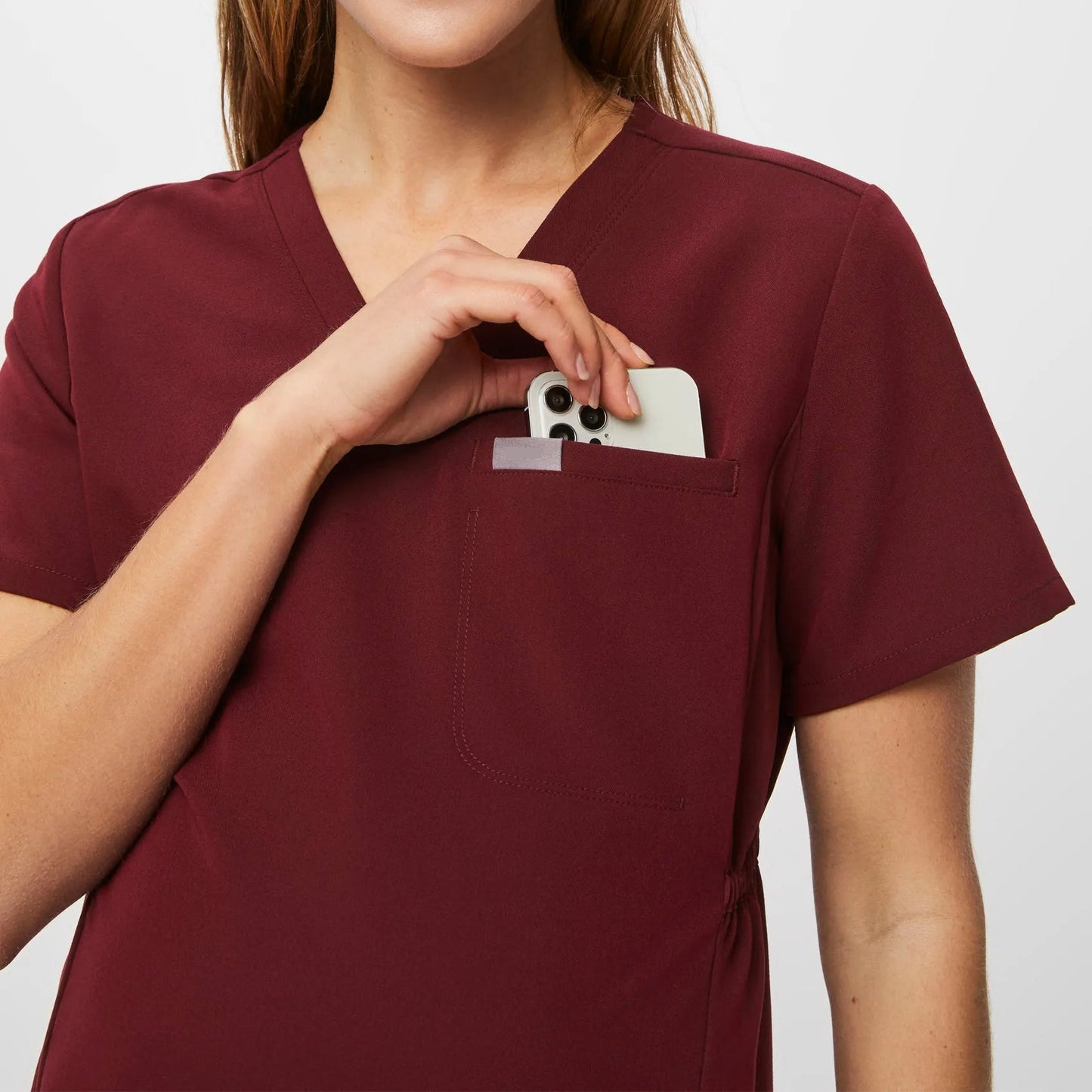 Women's Octavia Maternity Scrub Top - Burgundy