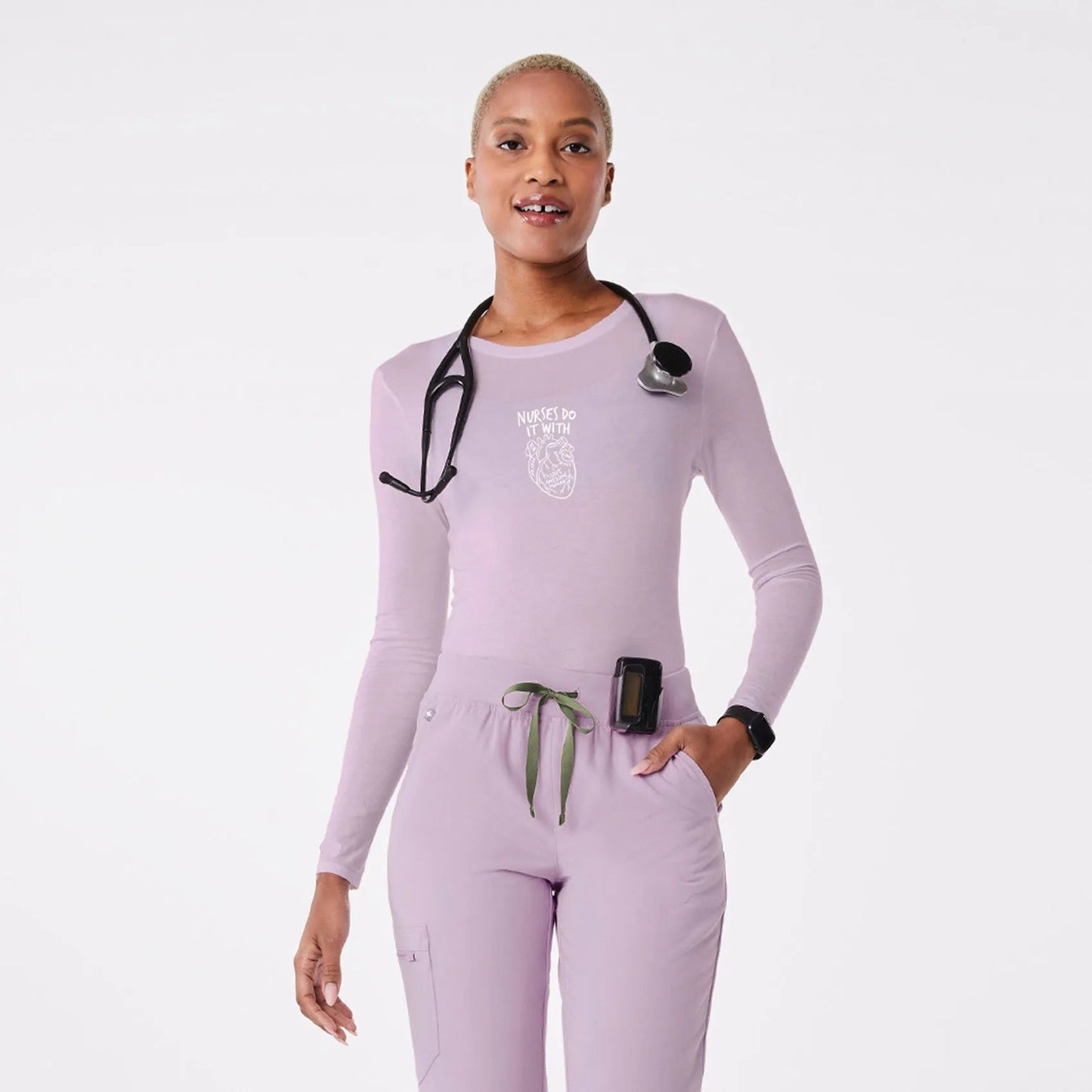 Women's Nurses Heart Supersoft Longsleeve Underscrub - Lavender Haze