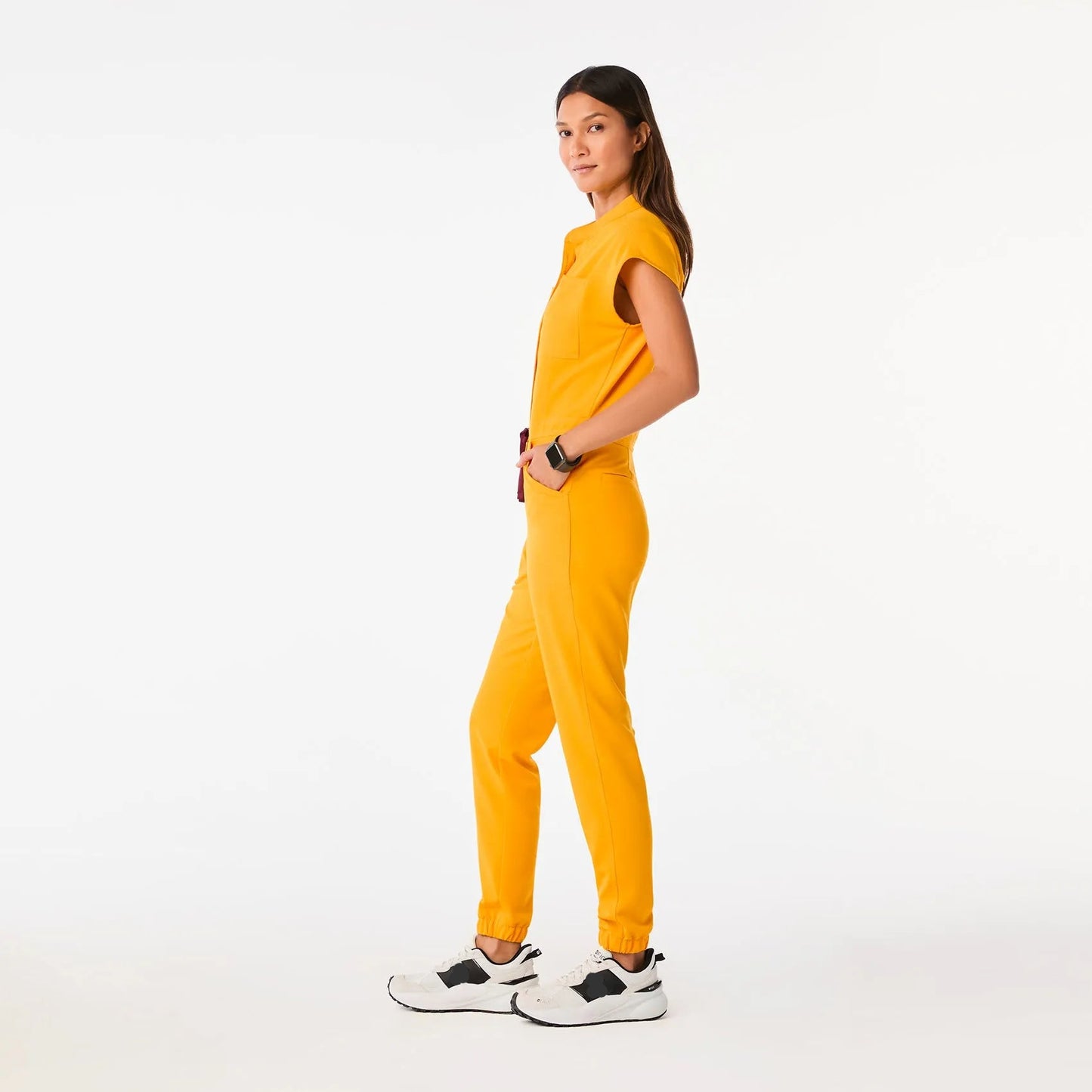 Women's Rafaela Cargo ScrubJumpsuit - Emergency Yellow
