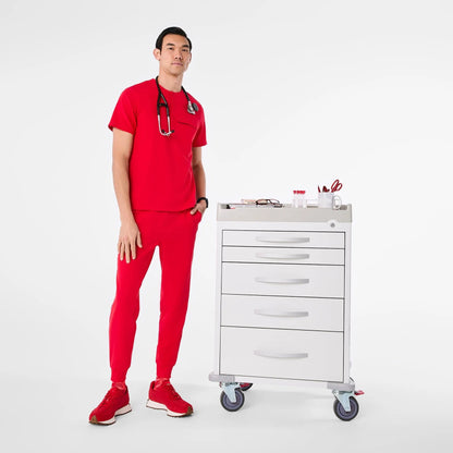 Men's Corfield Henley Scrub Top - Pop Red