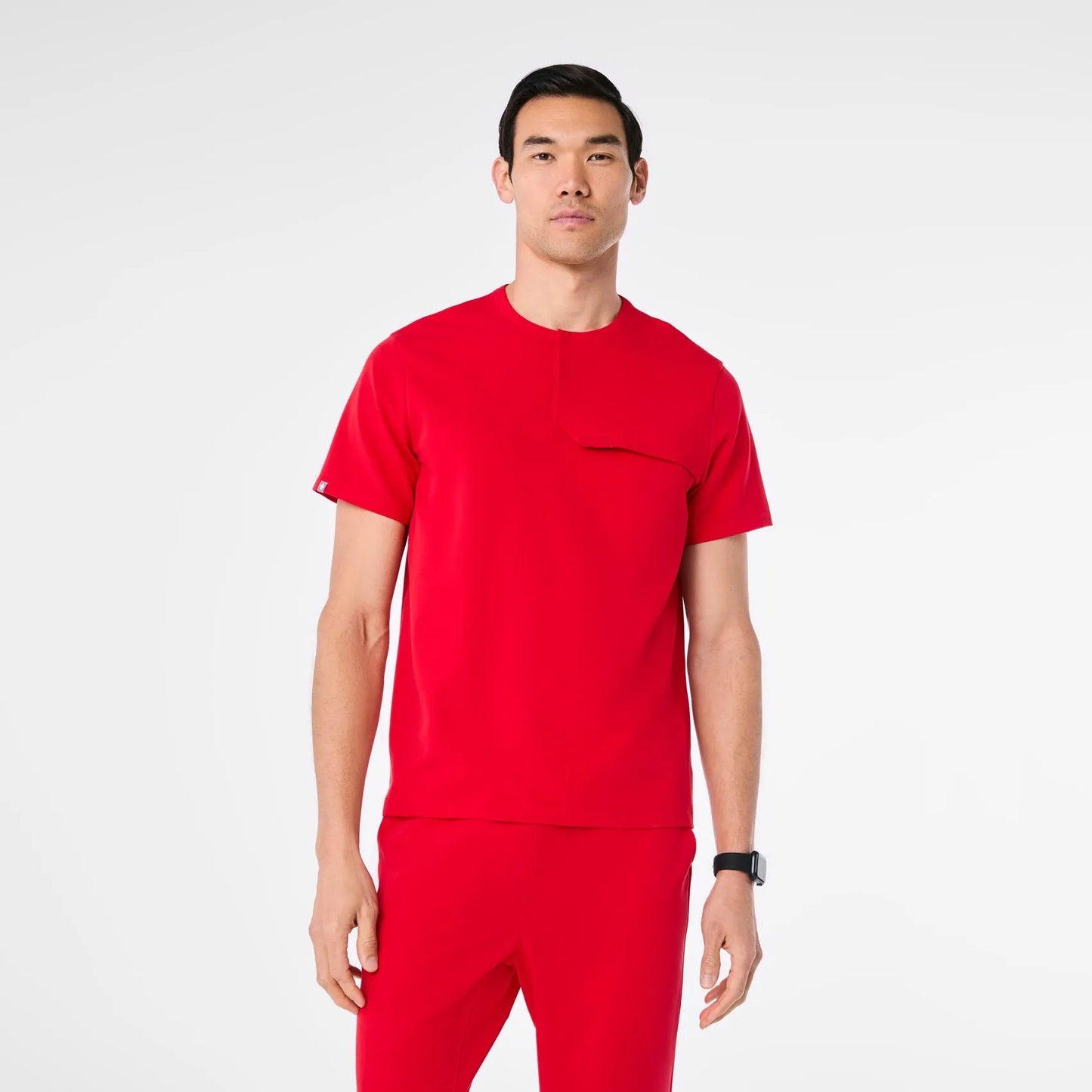 Men's Corfield Henley Scrub Top - Pop Red