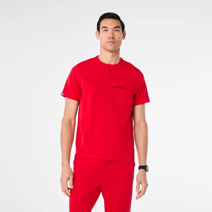 Men's Corfield Henley Scrub Top - Pop Red