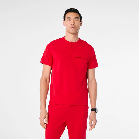 Men's Corfield Henley Scrub Top - Pop Red