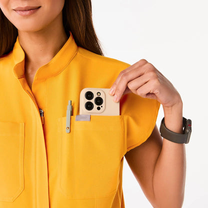 Women's Rafaela Cargo ScrubJumpsuit - Emergency Yellow