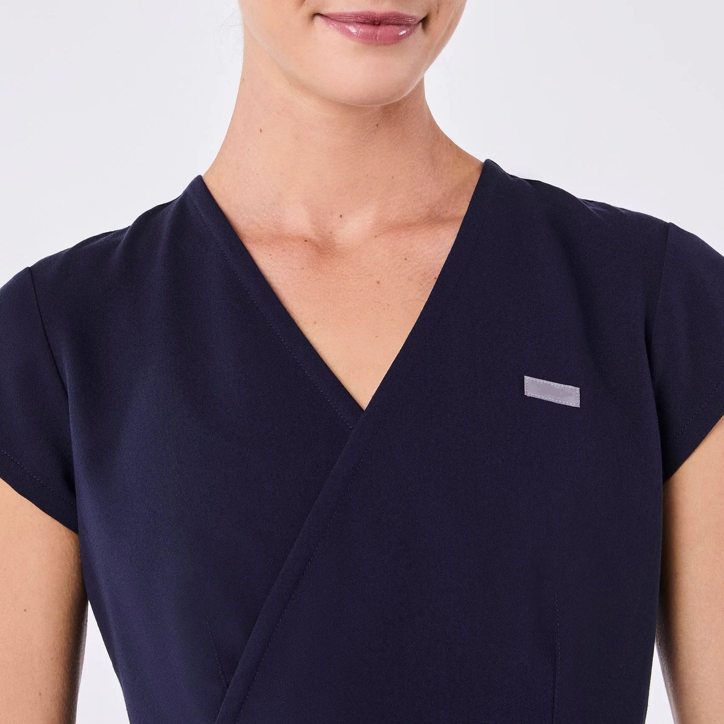 Women's Tivoli Slim Peplum Scrub Top - Navy