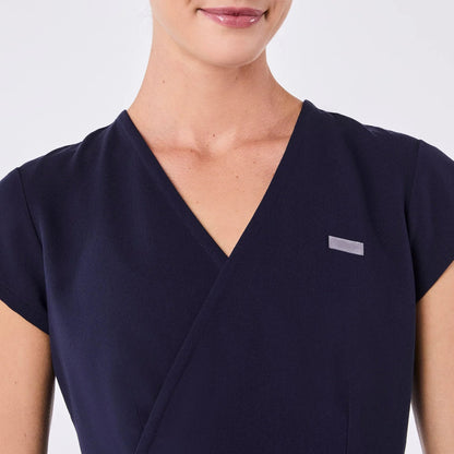 Women's Tivoli Slim Peplum Scrub Top - Navy