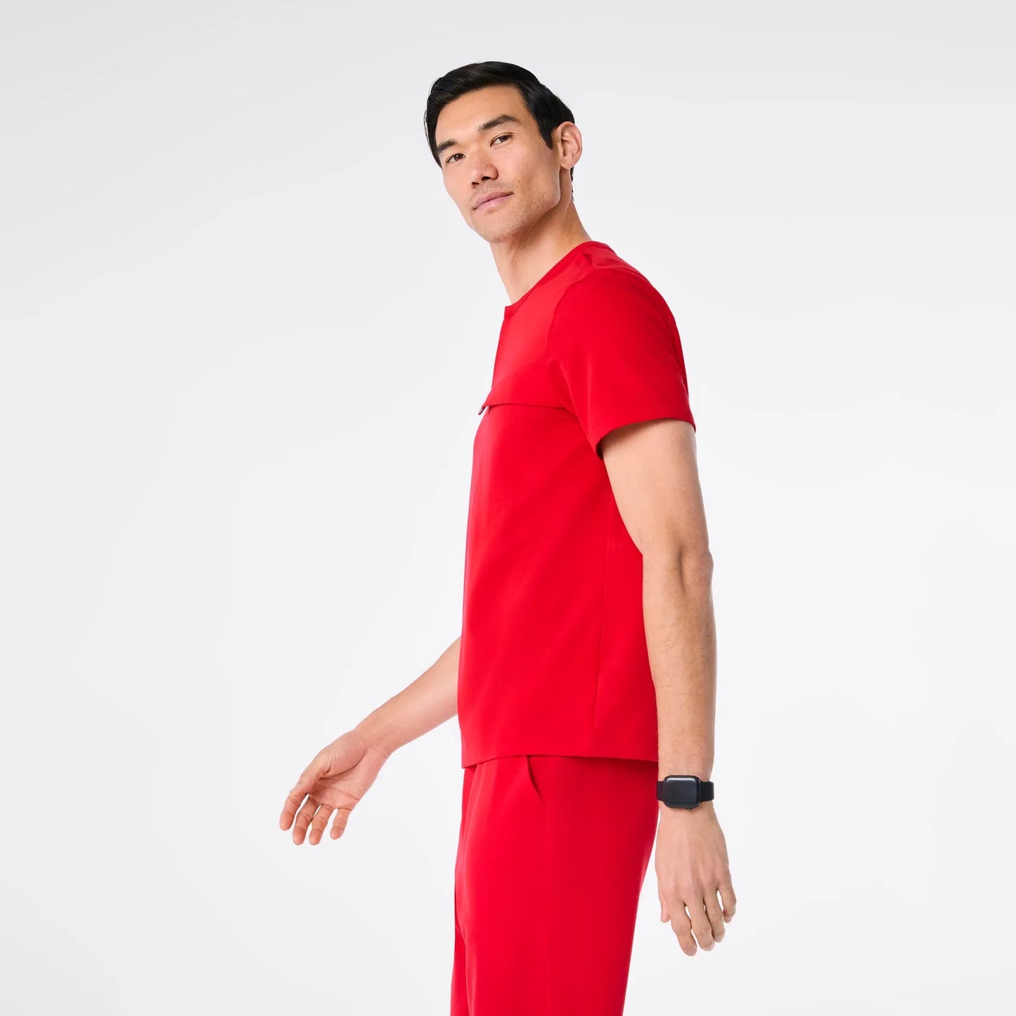 Men's Corfield Henley Scrub Top - Pop Red