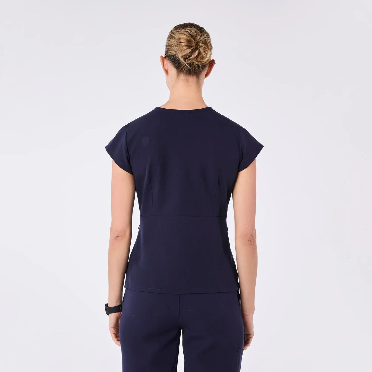 Women's Tivoli Slim Peplum Scrub Top - Navy