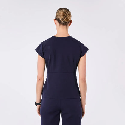 Women's Tivoli Slim Peplum Scrub Top - Navy